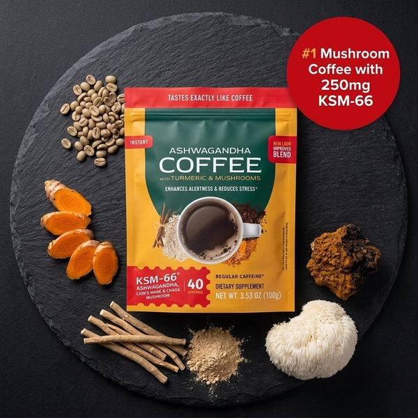 Ashwagandha Coffee with Turmeric & Mushrooms 100g (40 Servings) | KSM-66 Ashwagandha
